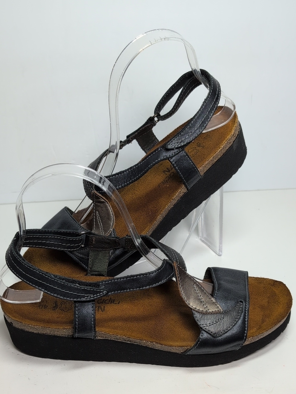 Naot caroline pewter & black wedge sandals womans size 9 EU 40 - Picture 9 of 15